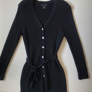 NWOT Button Down, Belted Black Cardigan Sweater